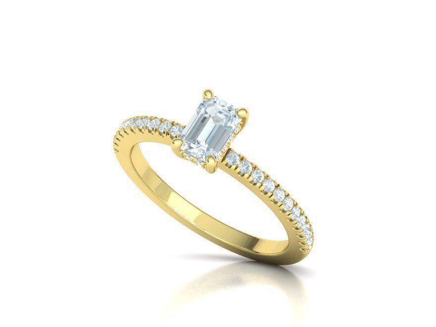 Aurelia Emerald Cut Hidden Halo Engagement Ring - ALLMYERA