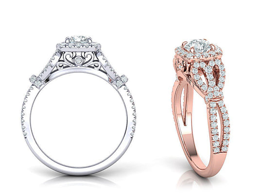 Jemma Vintage Inspired Venetian Halo Engagement Ring - ALLMYERA