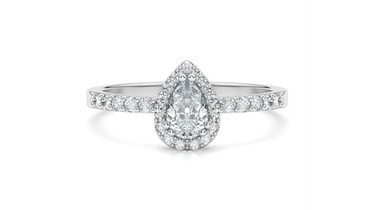Vienna Accented Halo Pear Shape Engagement Ring - ALLMYERA