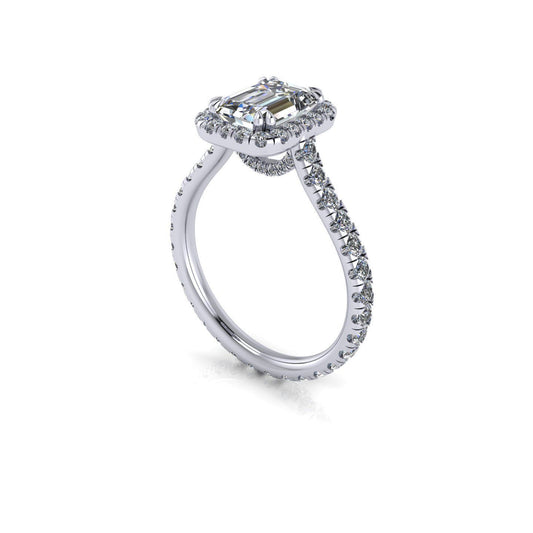 Bianca Halo Accented Emerald Cut Engagement Ring - ALLMYERA