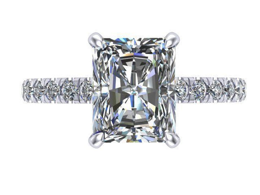 Gisella Hidden Halo Radiant Cut Accented Engagement Ring - ALLMYERA