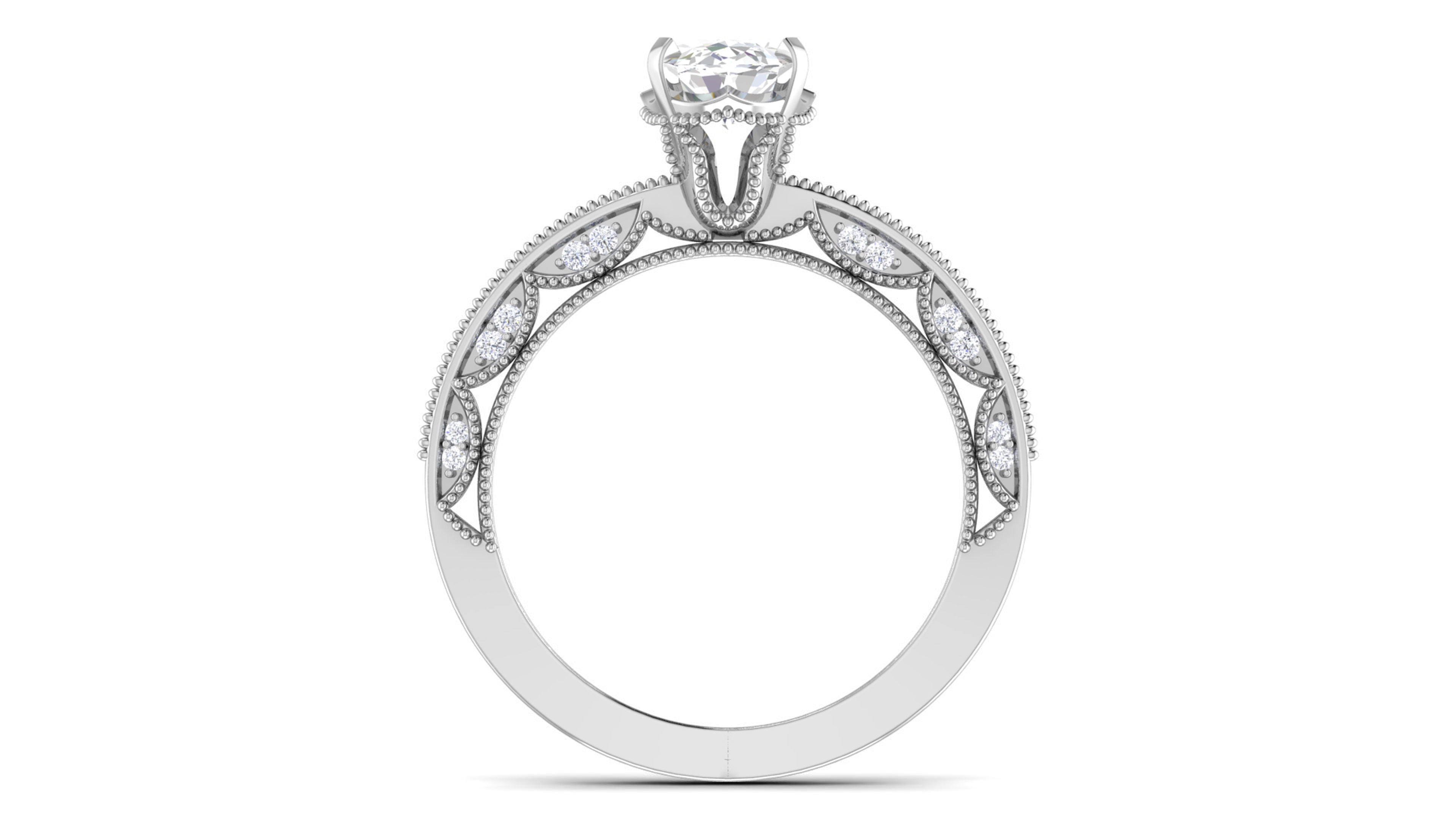 Donatella Modern Shank Pave Engagement Ring