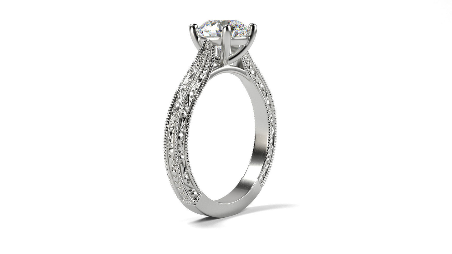 Emilia Hand Engraved Vintage Inspired Engagement Ring - ALLMYERA