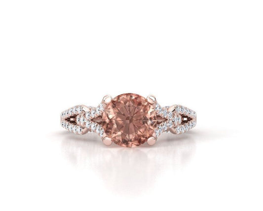 Alessia Champaign Rose Diamond Round Venetian Engagement Ring - ALLMYERA