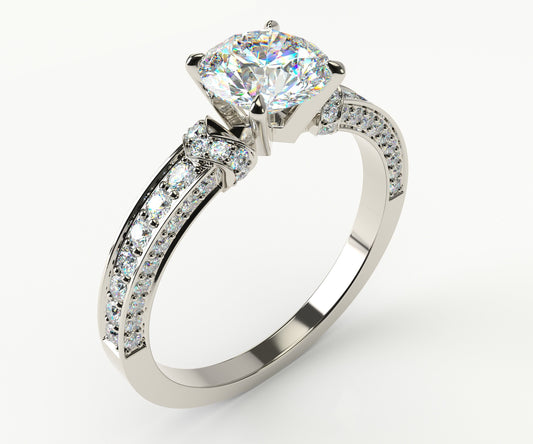 Edith Round Spit Shank Accented Engagement Ring - ALLMYERA