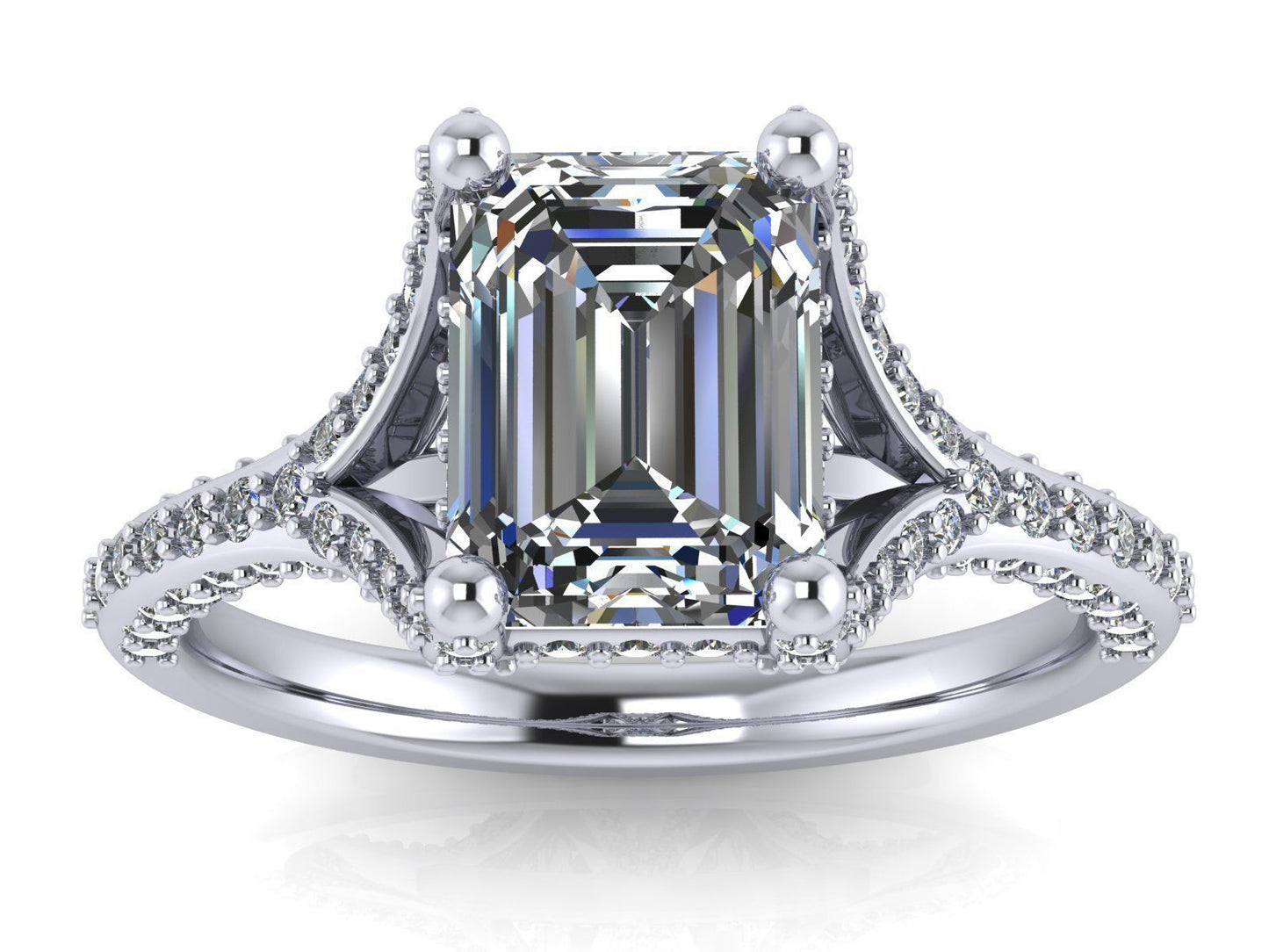 Emmeline Emerald Cut Shank Engagement Ring - ALLMYERA