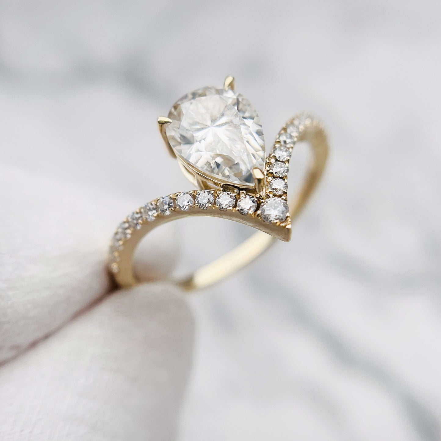 Genevieve Pear Shape V Engagement Ring - ALLMYERA