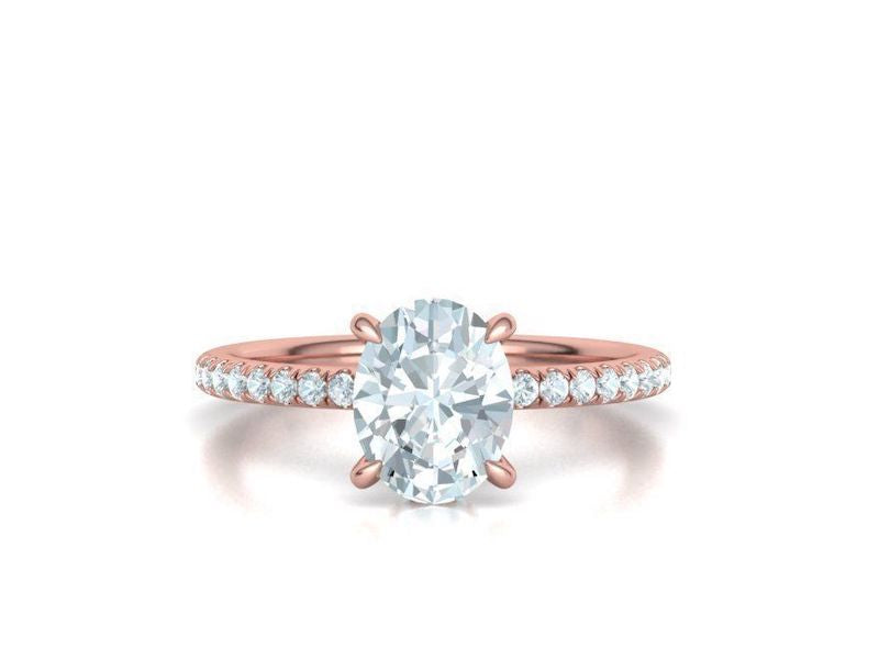 Amelia Hidden Halo Oval Solitaire Engagement Ring - ALLMYERA