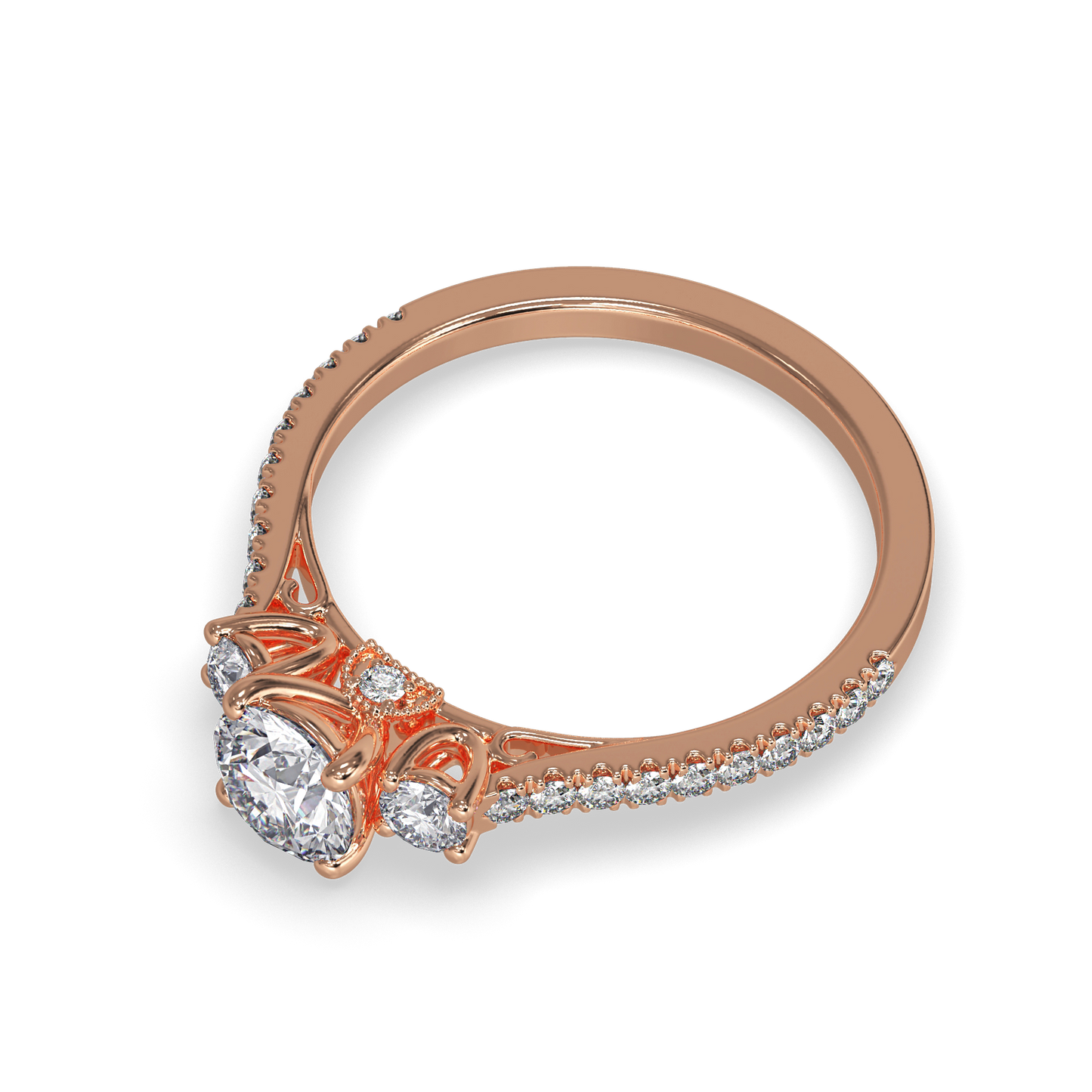 Scarlett Vintage Inspired Three- Stone Round Engagement Ring - ALLMYERA