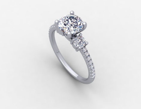 Daphne Three-Stone Round Engagement Ring - ALLMYERA