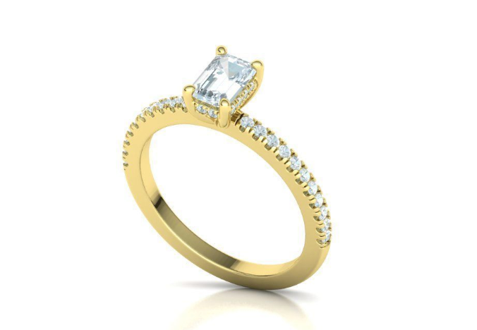 Aurelia Emerald Cut Hidden Halo Engagement Ring - ALLMYERA