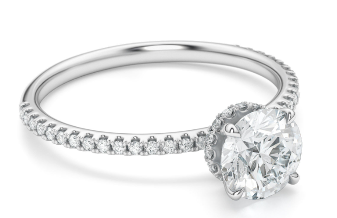 Isabella Hidden Halo Accented Round Engagement Ring - ALLMYERA