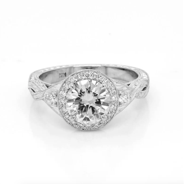 Brigitte Vintage Inspired Venetian Halo Engagement Ring - ALLMYERA